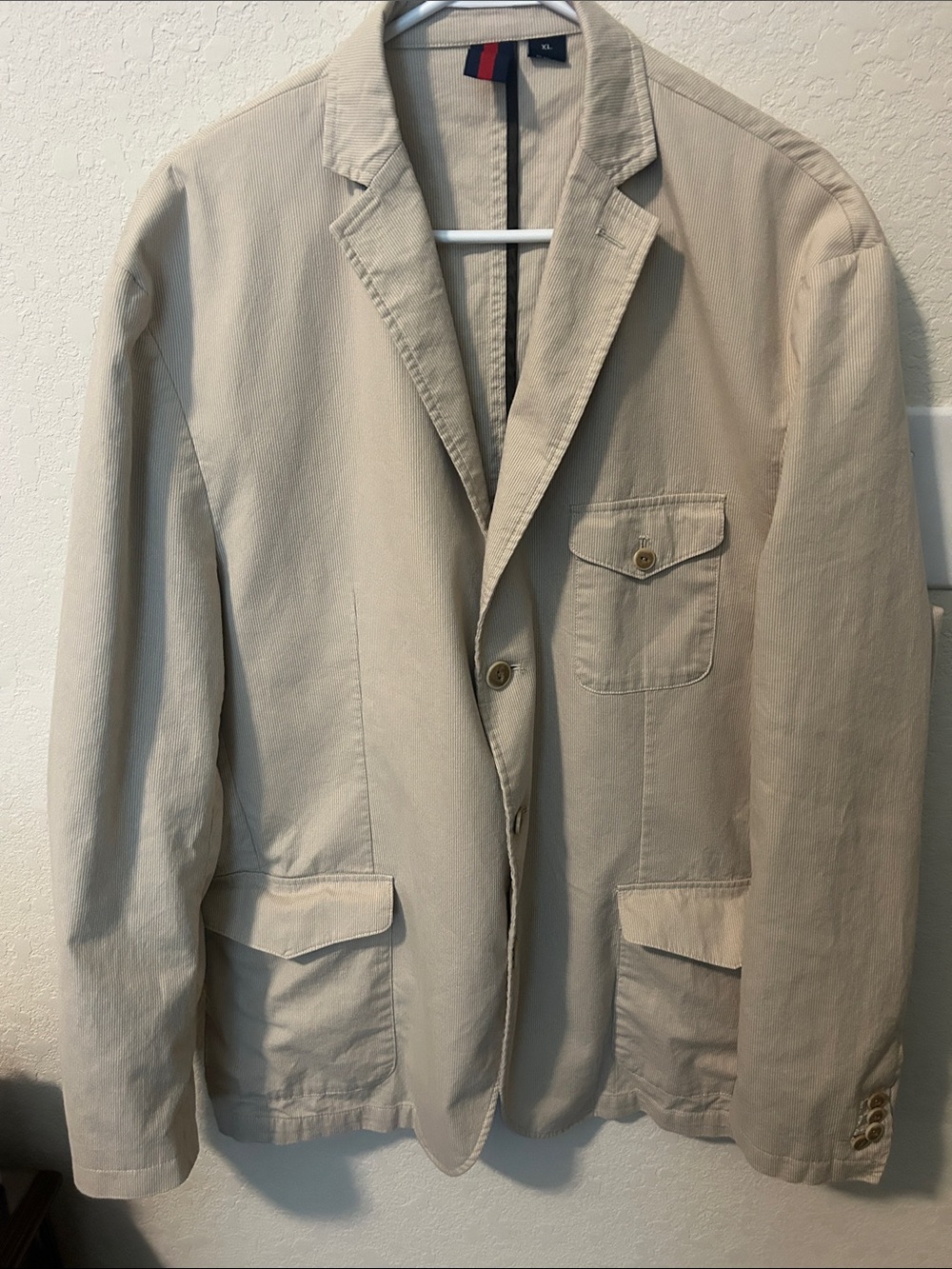 Cremieux Men's Beige unlined deconstructed Cotton textured Blazer